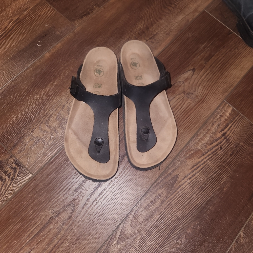 Birkenstock Papillio Gizeh Flex Platform Sandals Size 38, Black.Like NEW
